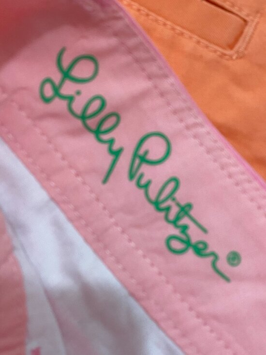 Lilly Pulitzer Pink Cotton Shorts Size 4 Aqua Lined Preppy Summer Classic - Picture 4 of 7